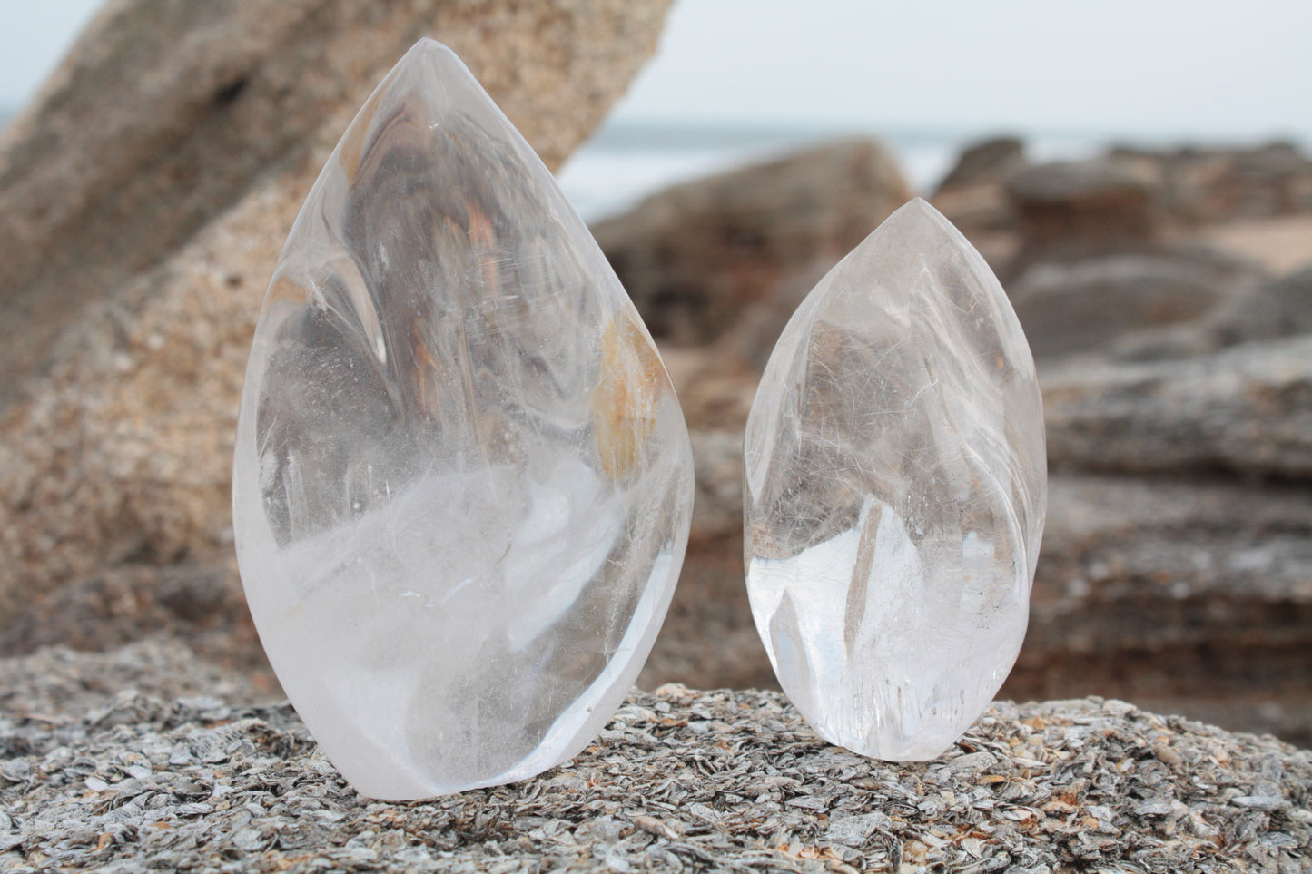Small Clear Quartz Flame with Rutile Inclusions