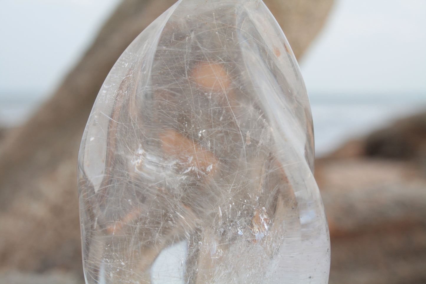 Small Clear Quartz Flame with Rutile Inclusions