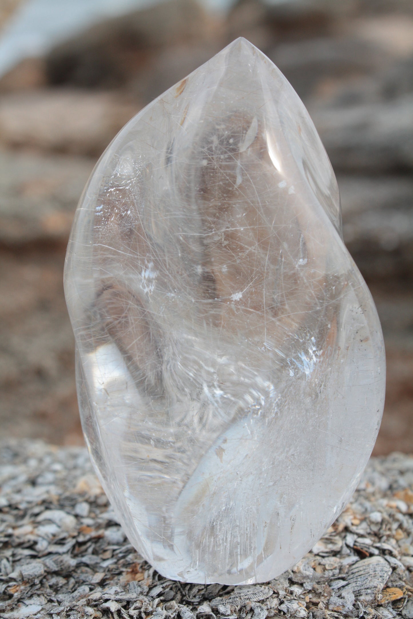 Small Clear Quartz Flame with Rutile Inclusions