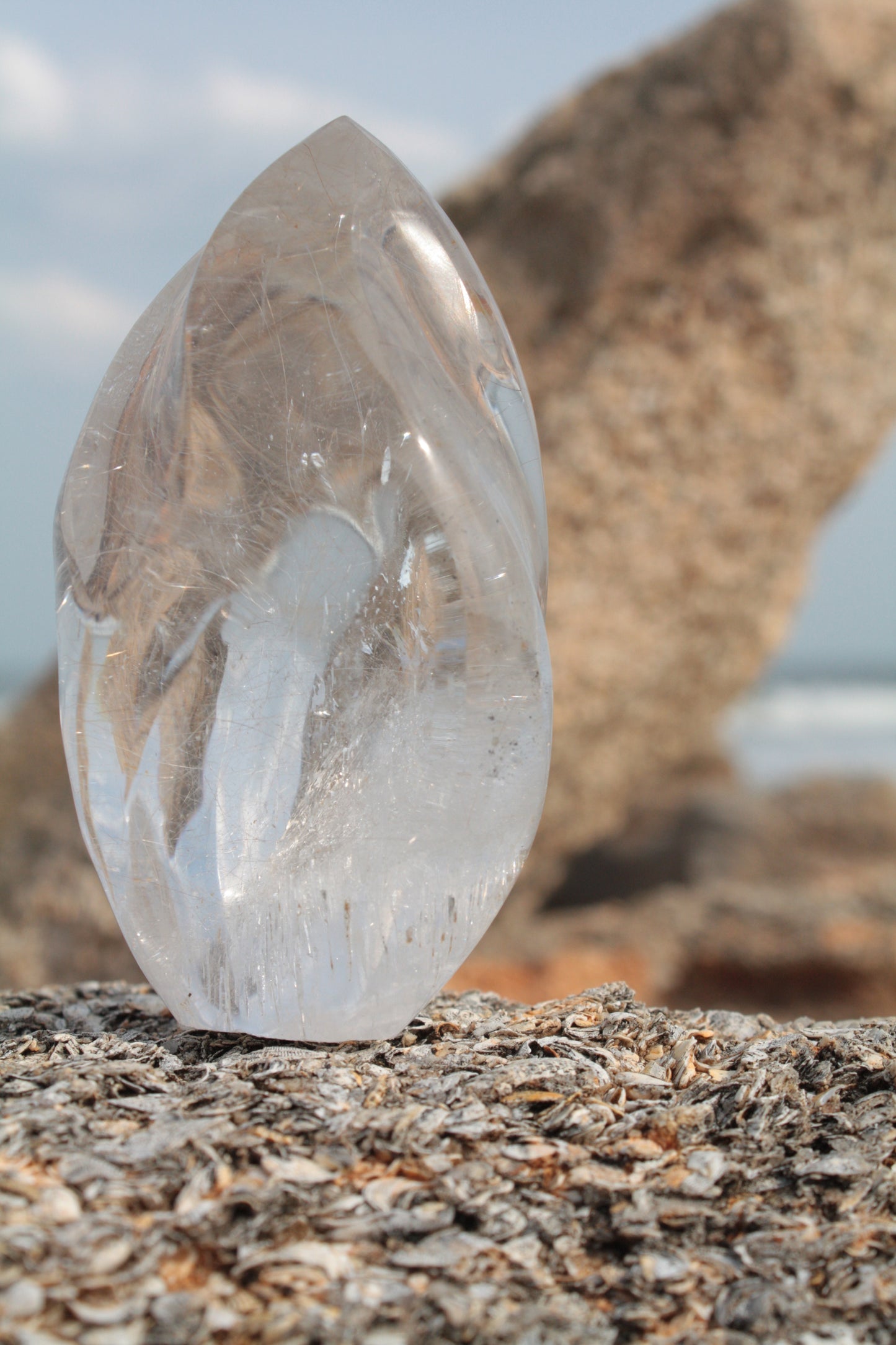 Small Clear Quartz Flame with Rutile Inclusions