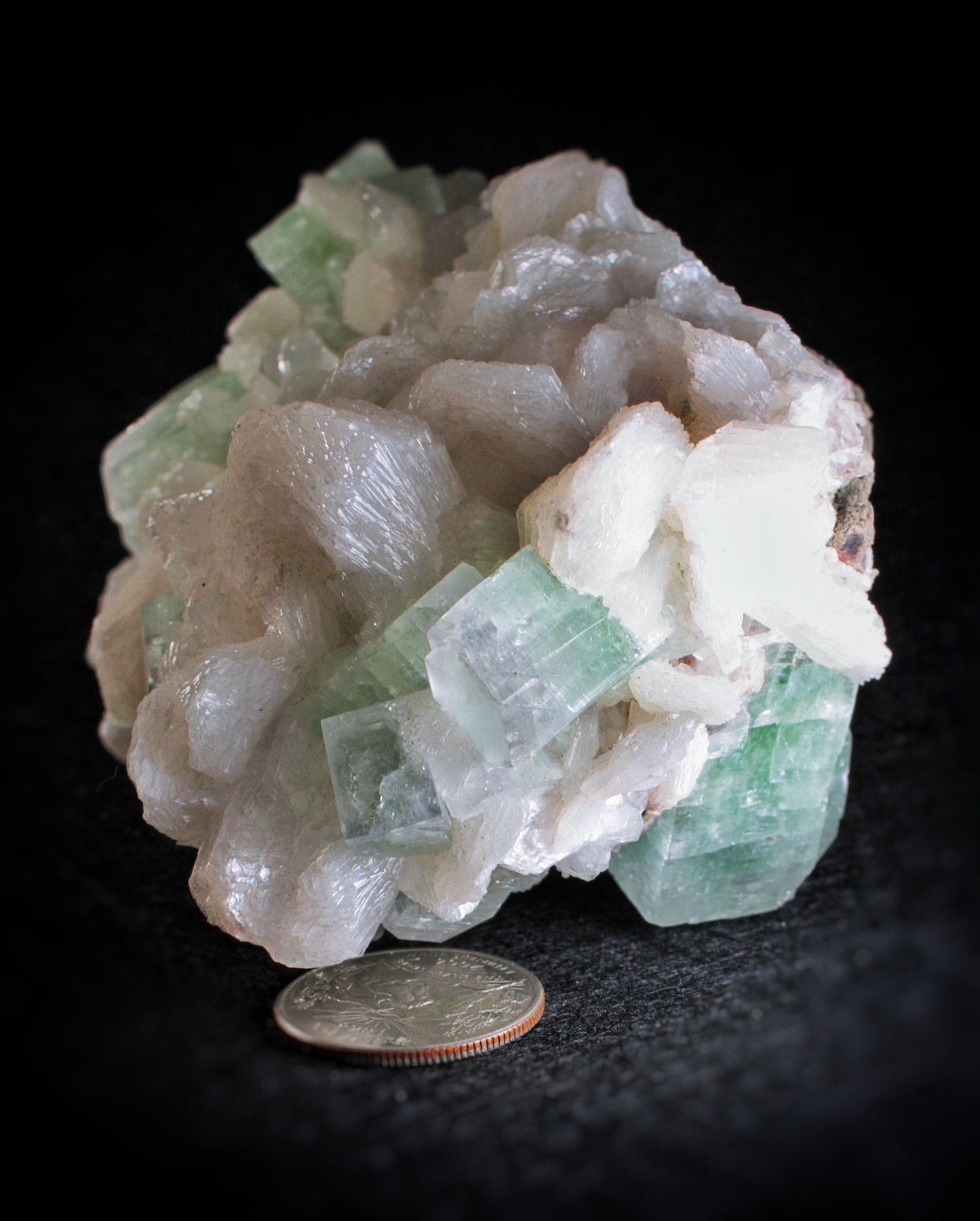 Green Apophyllite with Stilbite
