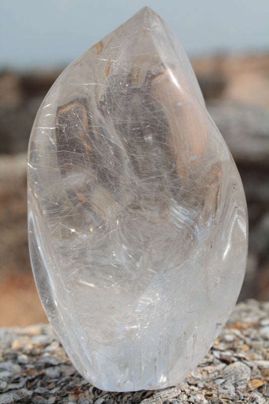 Small Clear Quartz Flame with Rutile Inclusions